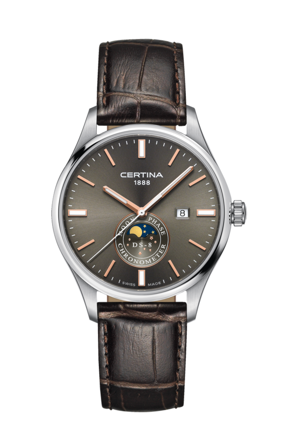 DS-8 Moon Phase Quartz Grey Leather: SwissWatch | Certina